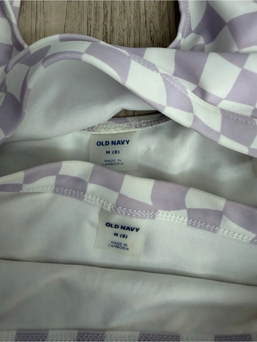 Old Navy Lilac and White Check Kids Bikini Set